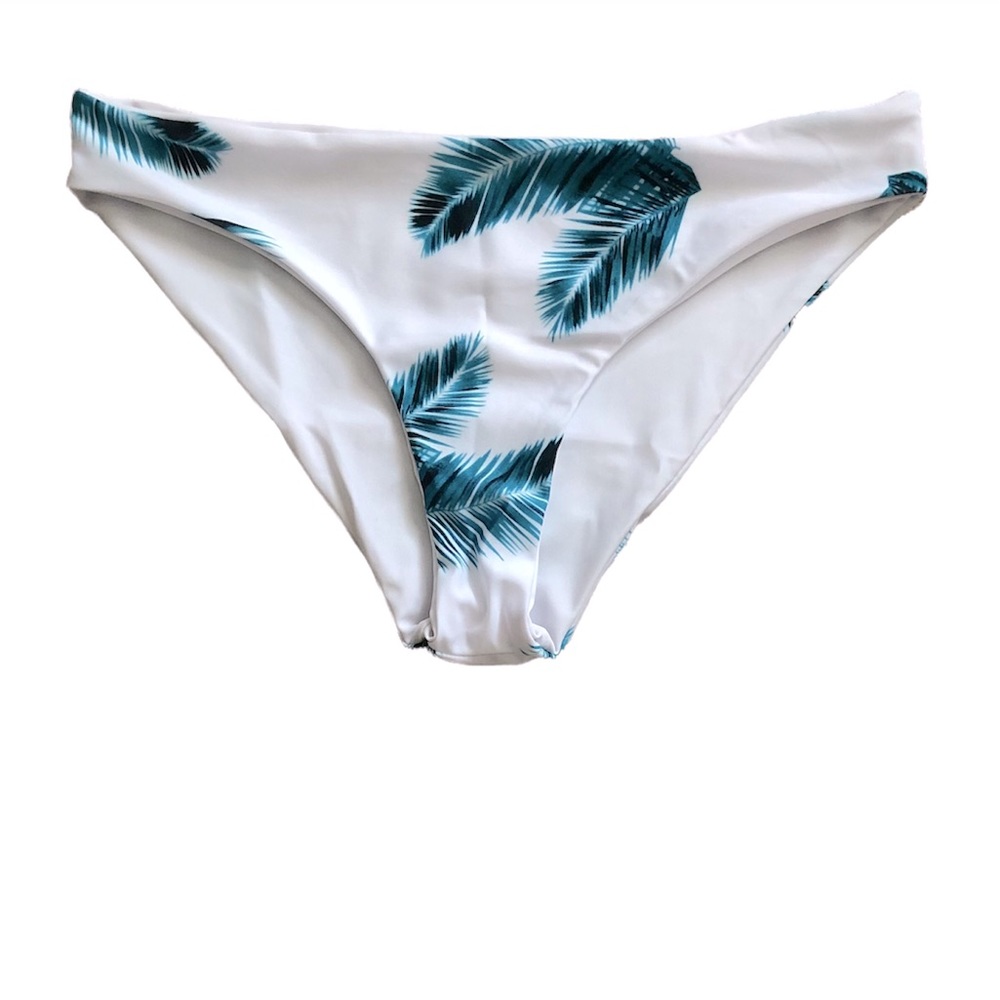 Women’s Green Leaf Printed Bikini Bottoms Size L